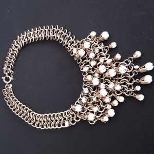 Ann Taylor 16 inch Chain Link Neckace Rhinestones Bead Drops